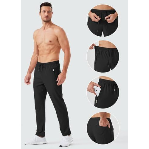 Toplot Men's Relaxed Fit Outdoor Pants - Solid Color With Drawstring (Track-Pant-5217-Black-34)