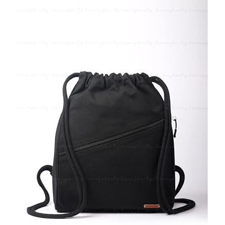 Harry Kritz - Unisex-Adult Drawstring Gym Sack Backpack, Black (16 Liters) With Zipper For Daily Use