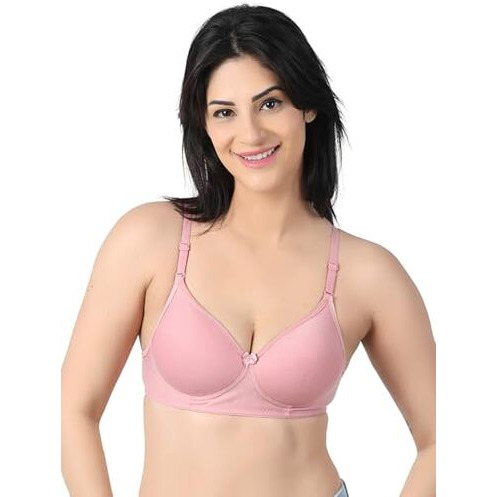 Arc De Shapes Women's T-Shirt Bra Full Coverage Lightly Padded Seamless Cotton Pack Of 3 Combo For Women & Girls Gives A Sexy & Stylish Look With Detachable Straps Pack Of 3 (Blue-Green-Peach) - 32C