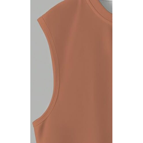Fashfeed Mens Tank Tops Sleeveless Round Neck Polycotton Vest For Gym, Running And Outdoor Coffee