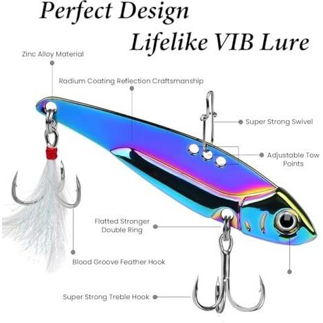 Proberos 5Pcs Fishing Lures Dual Hook Fishing Lures Sinking Lure Bait, 5 Sizes Color Silver Spoons Fishing Lures&3D Lifelike Eyes, 5G/7G/12G/15G/20G With Storage Box, Fishing Tools Accessories