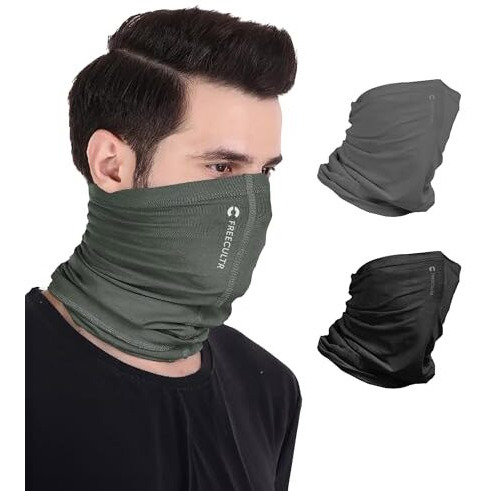 Freecultr Unisex Bamboo Bandana, Anti Microbial Super Soft & Comfort Fit, Breathable Multipurpose Headband, Face Mask For Dust Protection And Sun - Plain Pack Of 3-Black,Charcoal,Green