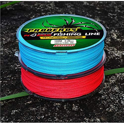 Proberos Strong Fishing Line, 0.50Mm 80Lb 100M Pe 4 Strands Monofilament Braided Angling Accessory, Durable Fishing Line (Green, Max Tension 36.2Kg)