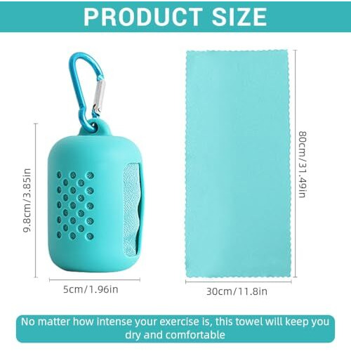 Proberos Cooling Towel 30X80Cm, Quick Dry Towels, Cool Feel Sweat Towel For Gym, Sports & Outdoor, Lightweight & Highly Absorbent, With Silicone Case & Carabiner For Men & Women, Green