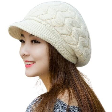 Alexvyan Imported Unisex Wool Men And Women Winter Cap Woolen Knitted Warm Hat (Fur Inside) Hats For Ladies Beanie Girls Skullies Caps (White)