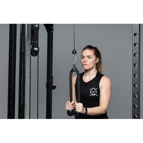 Strive Fit Tricep Rope Pull Down Fitness Cable Attachment With Stainless Steel Snap Hook- Lats, Biceps, Triceps, Gym Or Home - 27 Inch Tricep Rope - Black