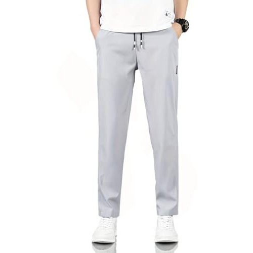 Tagdo Men's Loose Fit Solid Color Casual And Comfortable For Outdoor Activities (Pant-5186-Grey-32)