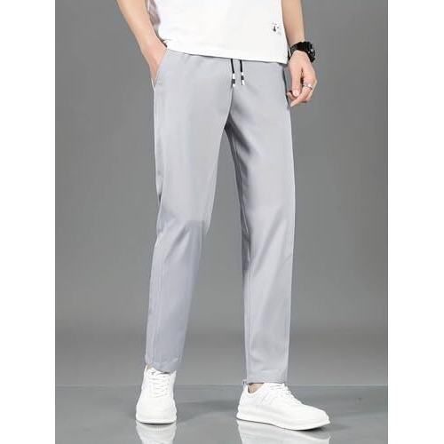 Tagdo Men's Loose Fit Solid Color Casual And Comfortable For Outdoor Activities (Pant-5186-Grey-32)