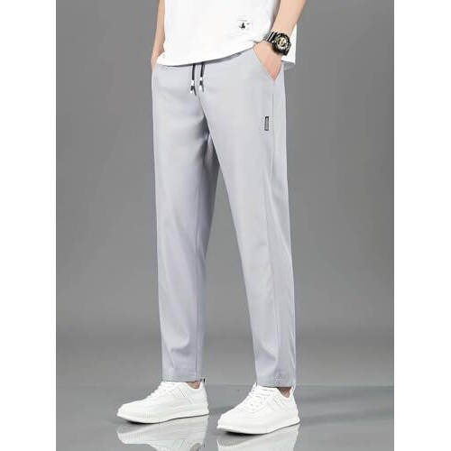 Tagdo Men's Loose Fit Solid Color Casual And Comfortable For Outdoor Activities (Pant-5186-Grey-32)