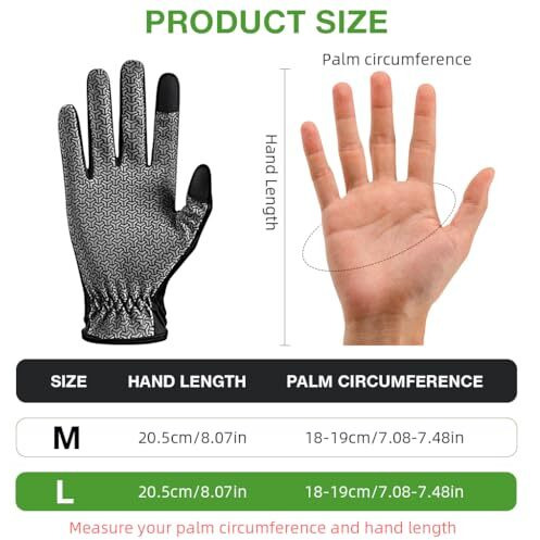 Proberos Sun Protection Cycling Sports Gloves, Non-Slip Touch Screen Sun Gloves Driving Riding Hiking, Uv Protection Outdoor Full Finger For Fishing, Black, L