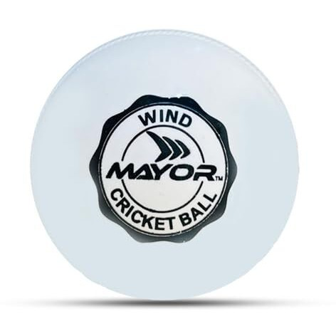 Mayor Cricket Wind Ball For Indoor & Outdoor Street Cricket Rubber Ball (White)