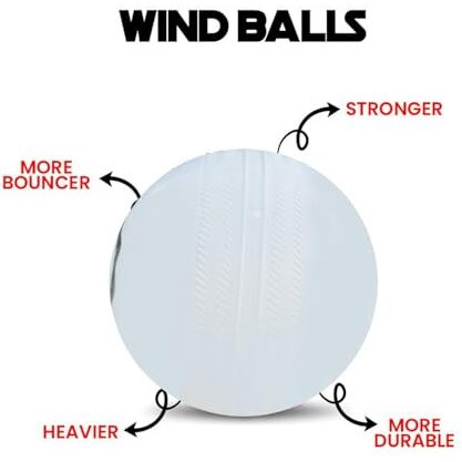 Mayor Cricket Wind Ball For Indoor & Outdoor Street Cricket Rubber Ball (White)