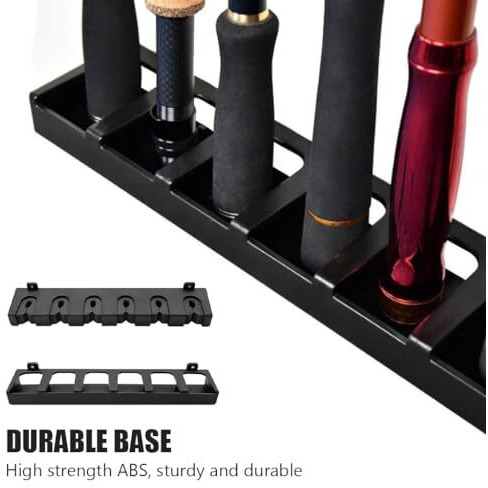 Proberos Metal Wall Mounted Fishing Rod Holder Eva Foam Grips Universal Fishing Rod Holder With 6 Slots Deluxe Fishing Rod Rack For Casting Rod, Telescopic Rods