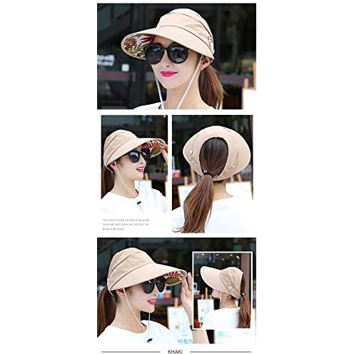 Frackson Sun Visor Hats For Women. Uv Protection Wide Brim Summer Cap For Girls Hat Uv Protection Breathable Casual Beach Hat, Sun Protection Cap For Women (Beige)