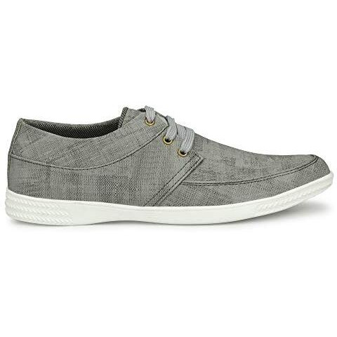 Lee Greem Men's Grey Comfortable & Smart Canvas Lace Up Running Walking Casual Canvas Shoes Sneakers 10 Uk Ind