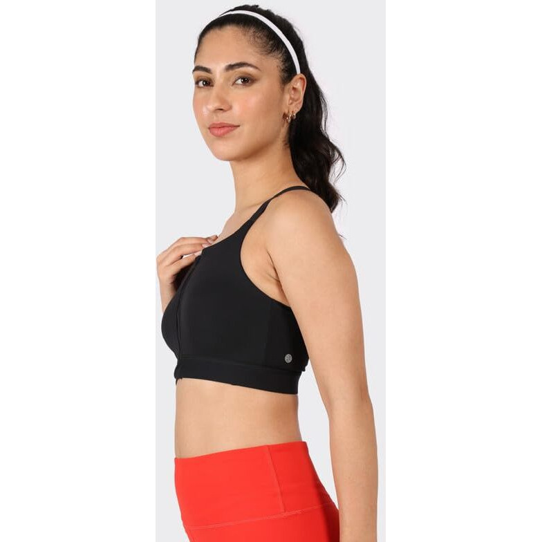 Blissclub Zip-Up Sports Bra | Front Zip Closure | Attached Hook For Extra Support | Adjustable Straps | Removable Cups