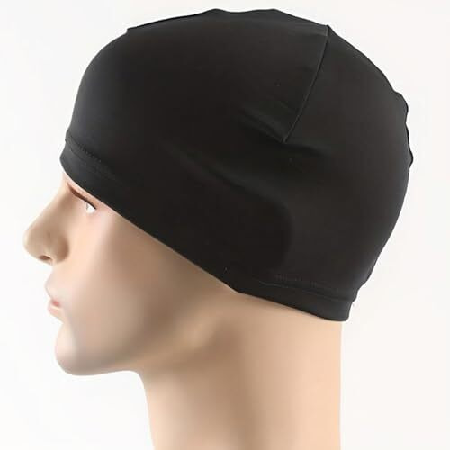 Autofrill Helmet Caps For Men Cotton Head Caps, Hair Inner Helmet Cover Cap, Sweat Cooling Skull Cap For Bikers, Cycling Skull Cap For Summer, Helmet Cap For Men - Black