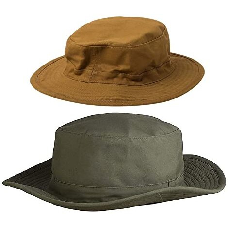 Primebox Cotton Beach Outdoor Bucket Sun Hat For Men Women Adult Teen Round Big Wide Brim Floppy Summer Sun Protection Pack Of 2 Hat Green Brown Combo