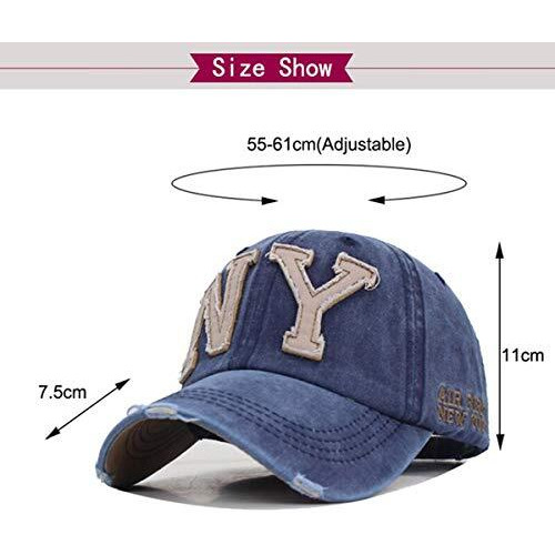 Aavjo , Ny Denim Cotton Stylsih Cap For Men Women (Fit For Head Size, Approx 55-61Cm) - Blue