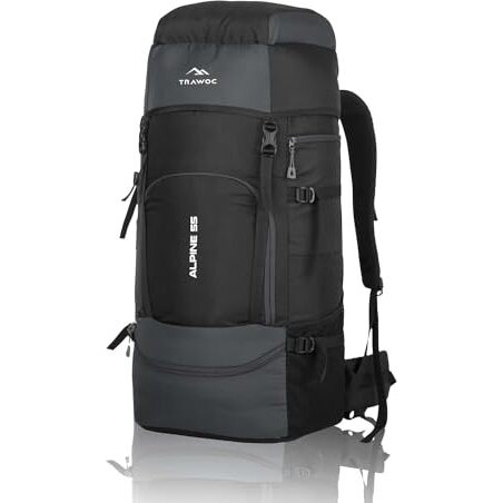 Trawoc Travel 55 Ltr Travel Backpack Camping Rucksack Hiking Trekking Bag (Grey)