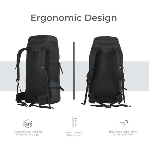 Trawoc Travel 55 Ltr Travel Backpack Camping Rucksack Hiking Trekking Bag (Grey)