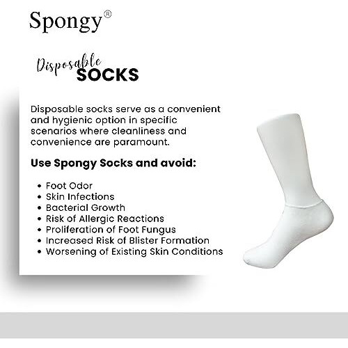 Spongy Use & Throw All Purpose Disposable Socks For Shoes Trial / Sports L Travel L Sports L Hospitals L Hotels Lspa - Free Size Socks For Both Male & Female (Black, 50)