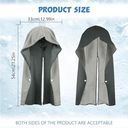 Proberos Cooling Hoodie Towels For Men & Women, Sweat Towel Wraps, Ultra-Soft Ice Silk, Absorbent & Quick-Dry Sweat Wrap With Sun Protection, Half-Hoodie Design For Outdoor Sports, Gym & Travel