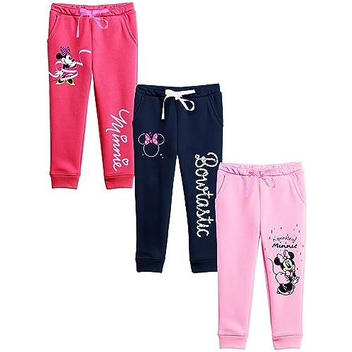 Kuchipoo Girls Regular Fit Mid Rise Trackpant - Pack Of 3 ( Disney-Low-605, 11-12 Years, Multi-Colored), Multicolour