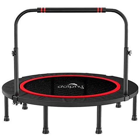 Dolphy 48 Foldable Trampoline Mini Exercise Rebounder With Adjustable Foam Handle Great For Body Fitness Training Indoor/Garden/Workout Max Load 100Kg.