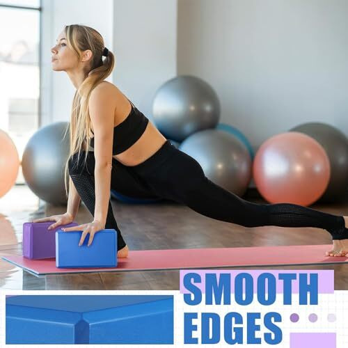 Darkness Yoga Blocks 9''X6''X3'', 4 Pack High Density Yoga Brick Foam Blocks To Improve Strength, Flexibility And Balance, Light Weight And Non-Slip Surface For Yooga, Meditation (Multicolour)