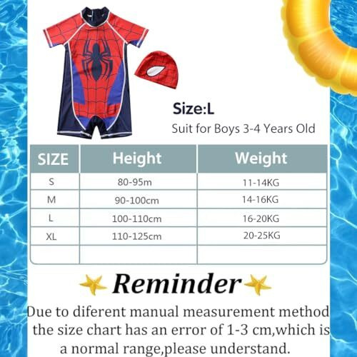 Snowie Soft Swim Suit For Kids Boys, Upf 50+Swimming Costume For Boys Cap Set Short Sleeve Spiderman Print Stretchy Multipurpose Wear For Swimming, Cycling, Aerobics For 5-6 Years Old