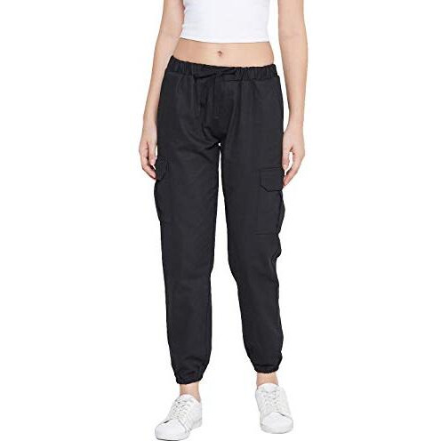 Q-Rious Women's Relaxed Mid Rise Pants (Jog2_Black), 32
