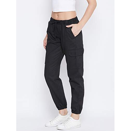 Q-Rious Women's Relaxed Mid Rise Pants (Jog2_Black), 32