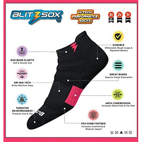 Blitzsox Hi-Tech Performance Women Socks Athletic Low Cut Sports Ankle Socks (Badminton, Running, Gym & Indoor Training), Pack Of 3 (Free Size, Multi-Coloured)