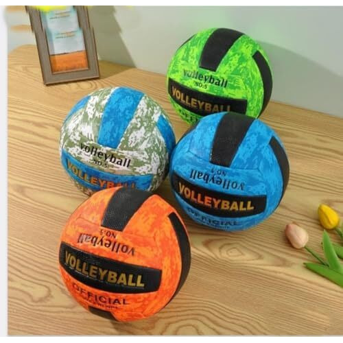 Toy Station Super Volleyball,18 Panel, Leather Pasted, For Youth, Adult Size 5, Durable, Lightweight, Waterproof, Butyl Bladder, Official Size And Weight - Assorted Mix Color