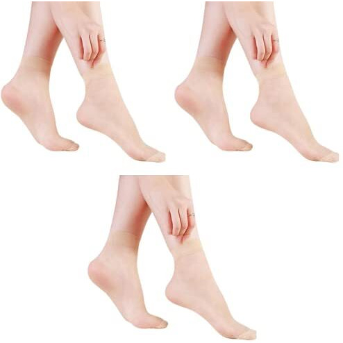 Racheyta Ultra-Thin Transparent Nylon Summer Skin Ankle Length Socks For Women/Girl's, (Pack Of 3)