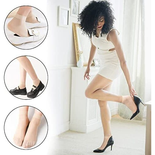 Racheyta Ultra-Thin Transparent Nylon Summer Skin Ankle Length Socks For Women/Girl's, (Pack Of 3)