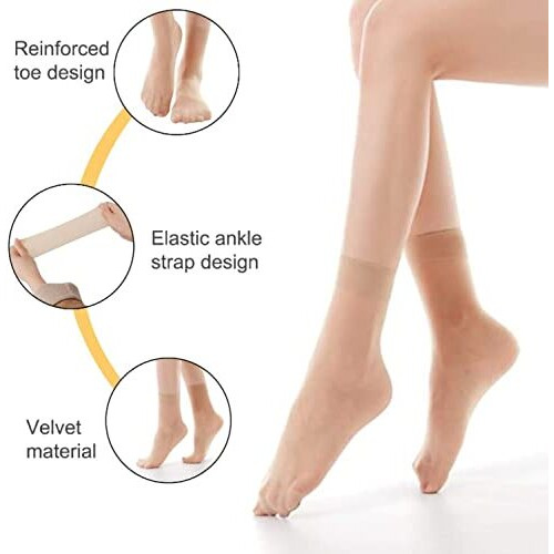 Racheyta Ultra-Thin Transparent Nylon Summer Skin Ankle Length Socks For Women/Girl's, (Pack Of 3)