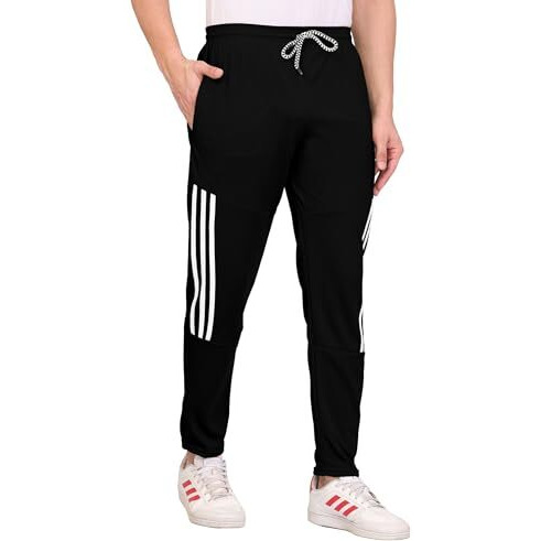 Swadesi Stuff Athletic Track Pants For Men With Zipper Pockets | Stylish Regular Fit Mid Rise Stretchable Joggers (In, Alpha, Xl, Regular, Black)
