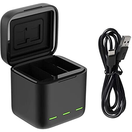 Telesin 3-Channel Usb Quick Battery Charger With Type-C Cord For Gopro Hero 11/10/9 Black, Battery Storage Carrying Case Compatible With Go Pro 9/10/11