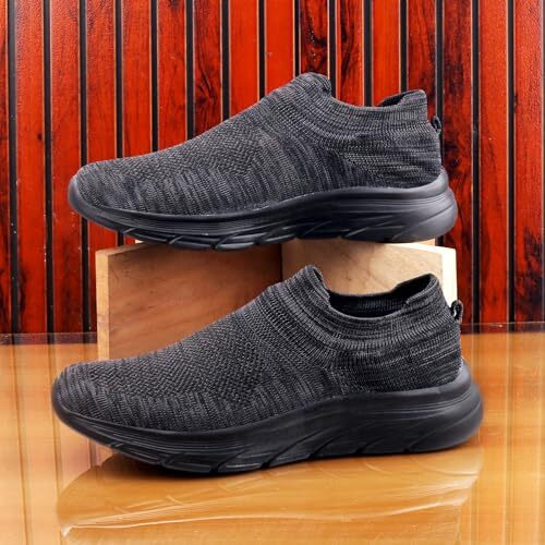 Kraasa Prorider Running Shoes For Men | Walking & Gym Shoes With Max Cushion Technology | Lace Up Sneakers For Men Black Uk 9
