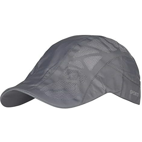 Isweven Polyester Printed Summer Breathable Mesh Baseball Cap Quick Drying Hats For Men Outdoor Light Weight Uv Protection Cap (Grey, 8013C)
