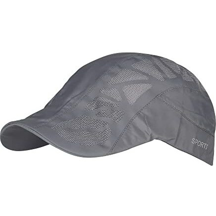 Isweven Polyester Printed Summer Breathable Mesh Baseball Cap Quick Drying Hats For Men Outdoor Light Weight Uv Protection Cap (Grey, 8013C)
