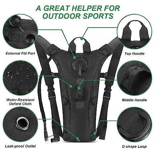 Proberos Advanced 3L Hydration Backpack With Water Bladder - Tactical, Leak-Proof & Bpa-Free, Ideal For Hiking, Biking & Running, Durable Oxford & Nylon Material, Insulated, Multi-Carry Options