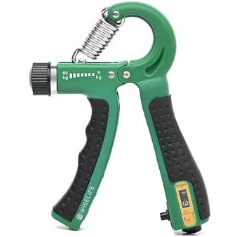 Wiselife Handgrip Strengthener With Counter For Men, Women & Kids | Hand Gripper Equipment For Gym & Home Workout | Adjustable Resistance Up To 60 Kg | Power Gripper For Finger, Forearm (Green)