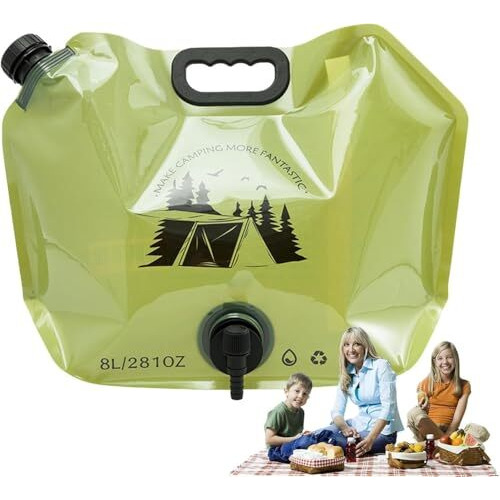 Spiten Portable Folding Water Carrier  8L Water Storage Bag For Camping, Cycling And Travel | Collapsible Water Container Camping Bag - Multicolour (31X41X1 Cm)