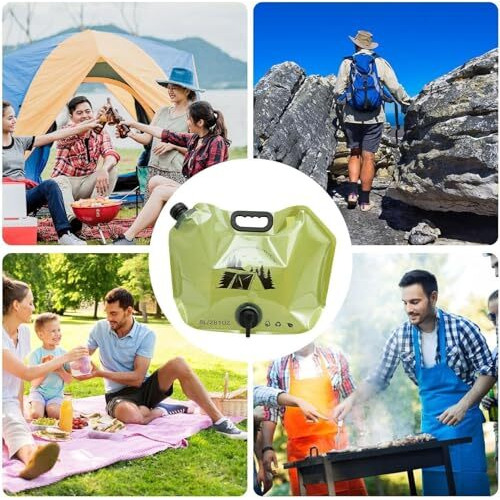 Spiten Portable Folding Water Carrier  8L Water Storage Bag For Camping, Cycling And Travel | Collapsible Water Container Camping Bag - Multicolour (31X41X1 Cm)
