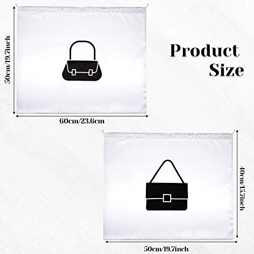 8 Pack Multi-Functional Drawstring Pouch Silk Cloth Dust Bags For Handbags Purse Dust Bag Cover Travel Packing Organizers For Shoes Boots, White, 23.6 X 19.7 And 19.7 X 15.8 In, White