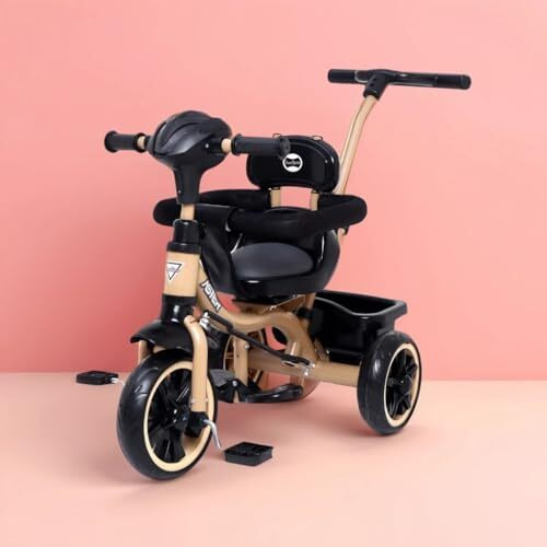 Fun Ride Kids Aster Tricycle With 360 Rotatable Seat, Parental Control Handle For 1.5 To 5 Years - Musical Trike For Kids With Safety Handle For Boys And Girls (Beige)