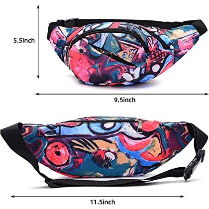 Palay Waist Pack Bag, Chest Shoulder Fanny Pack Pouch With 4-Zipper Pockets,Adjustable Belt